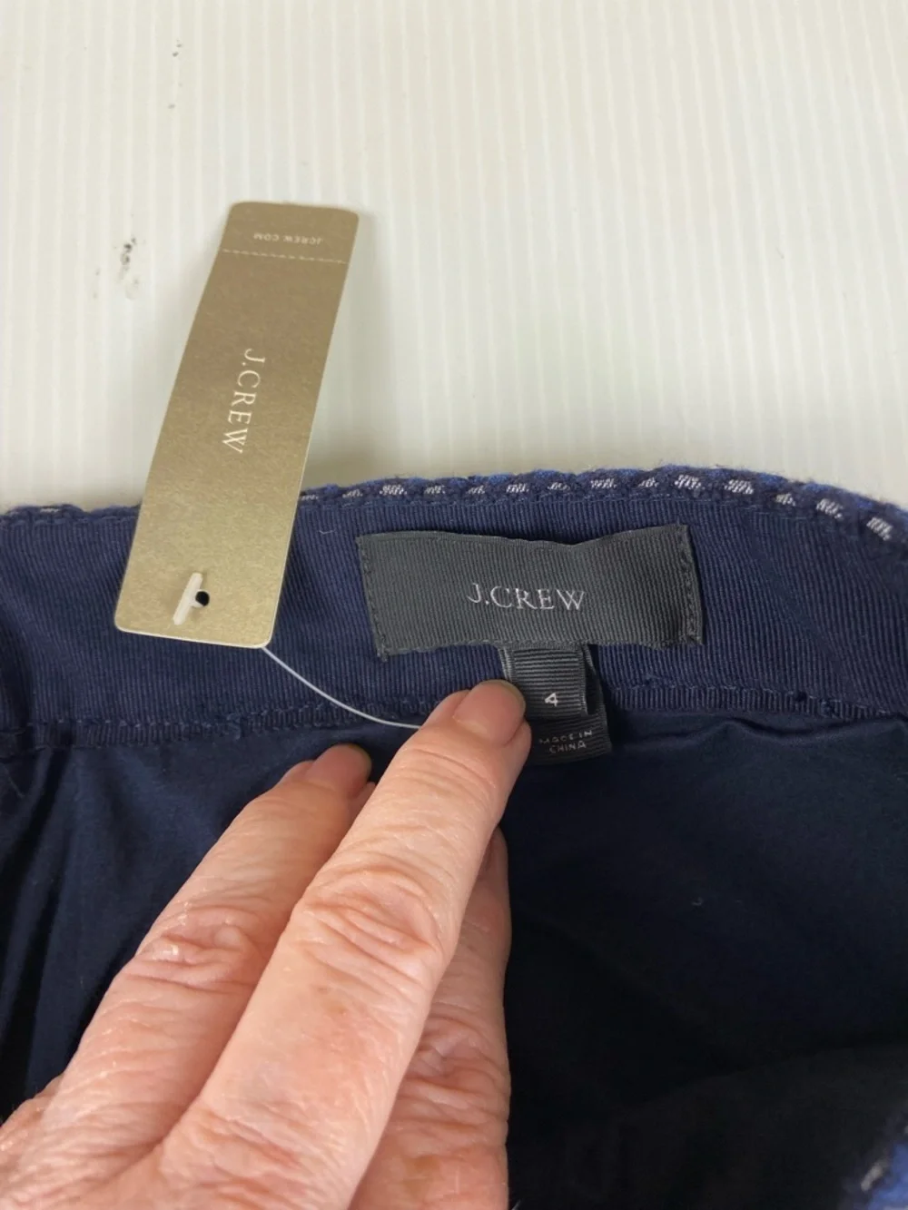 J. Crew Navy and White Floral Knit Mini Skirt